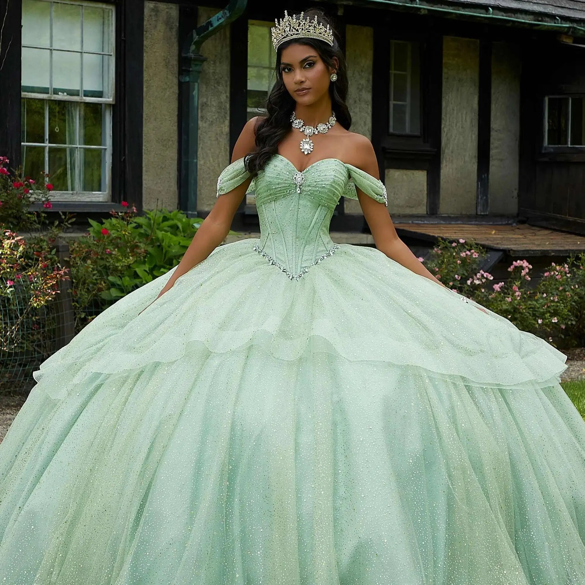 Photo of model wearing Quinceanera dress